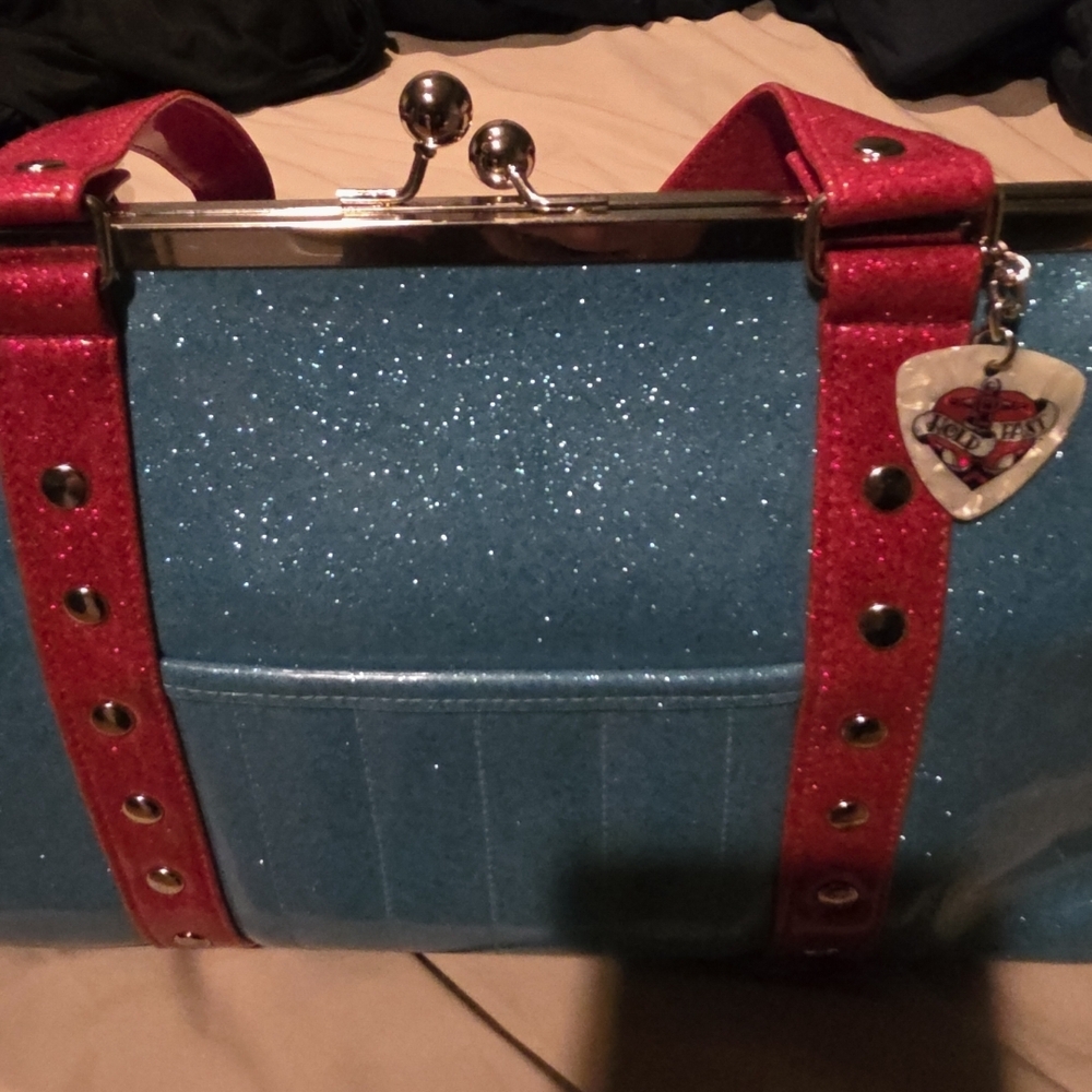 Made By HOLD FAST. Sparkling Blue and Red Shoulder Bag - Picture 2 of 16